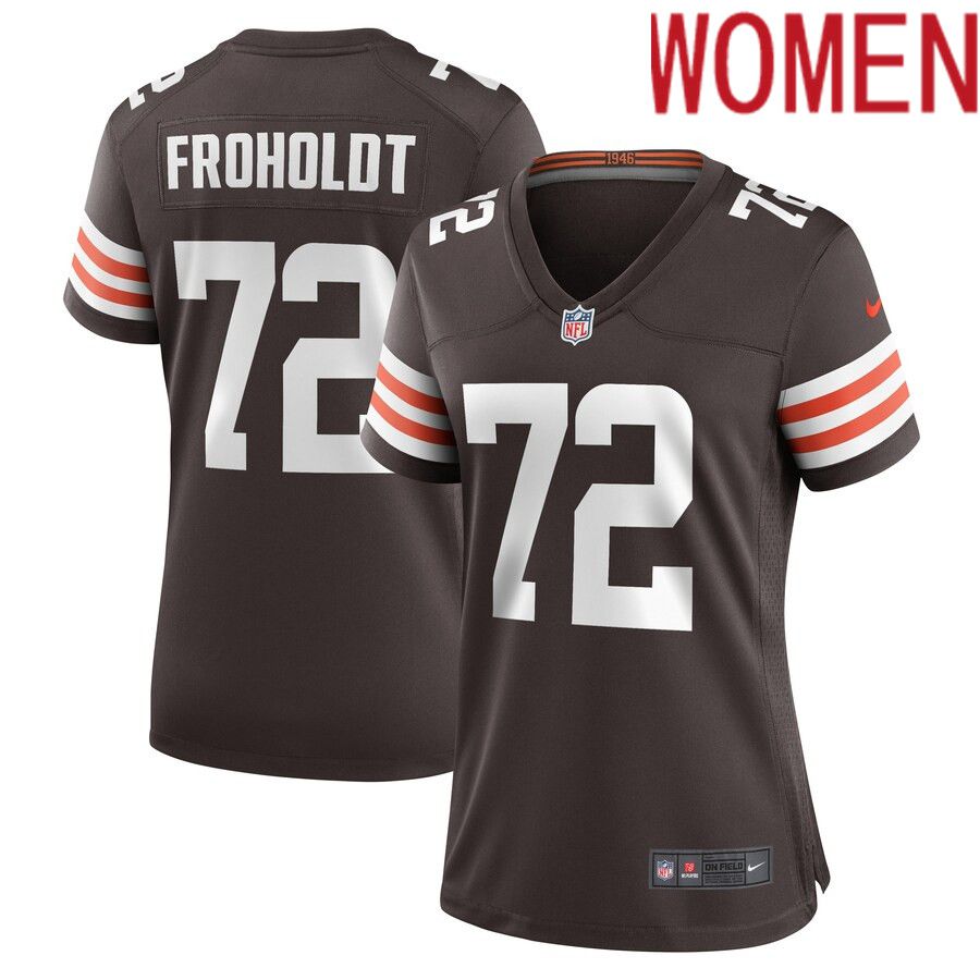 Women Cleveland Browns 72 Hjalte Froholdt Nike Brown Game Player NFL Jersey